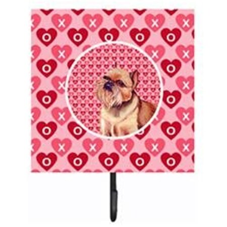 Jensendistributionservices 4.25 x 7 in. Brussels Griffon Valentines Love and Hearts Leash Or Key Holder MI1654339